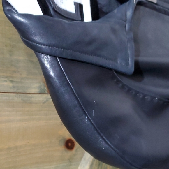 WOMENS BLACK LAMBSKIN GENUINE LEATHER SHORT COAT PETITE MEDIUM - Picture 2 of 12